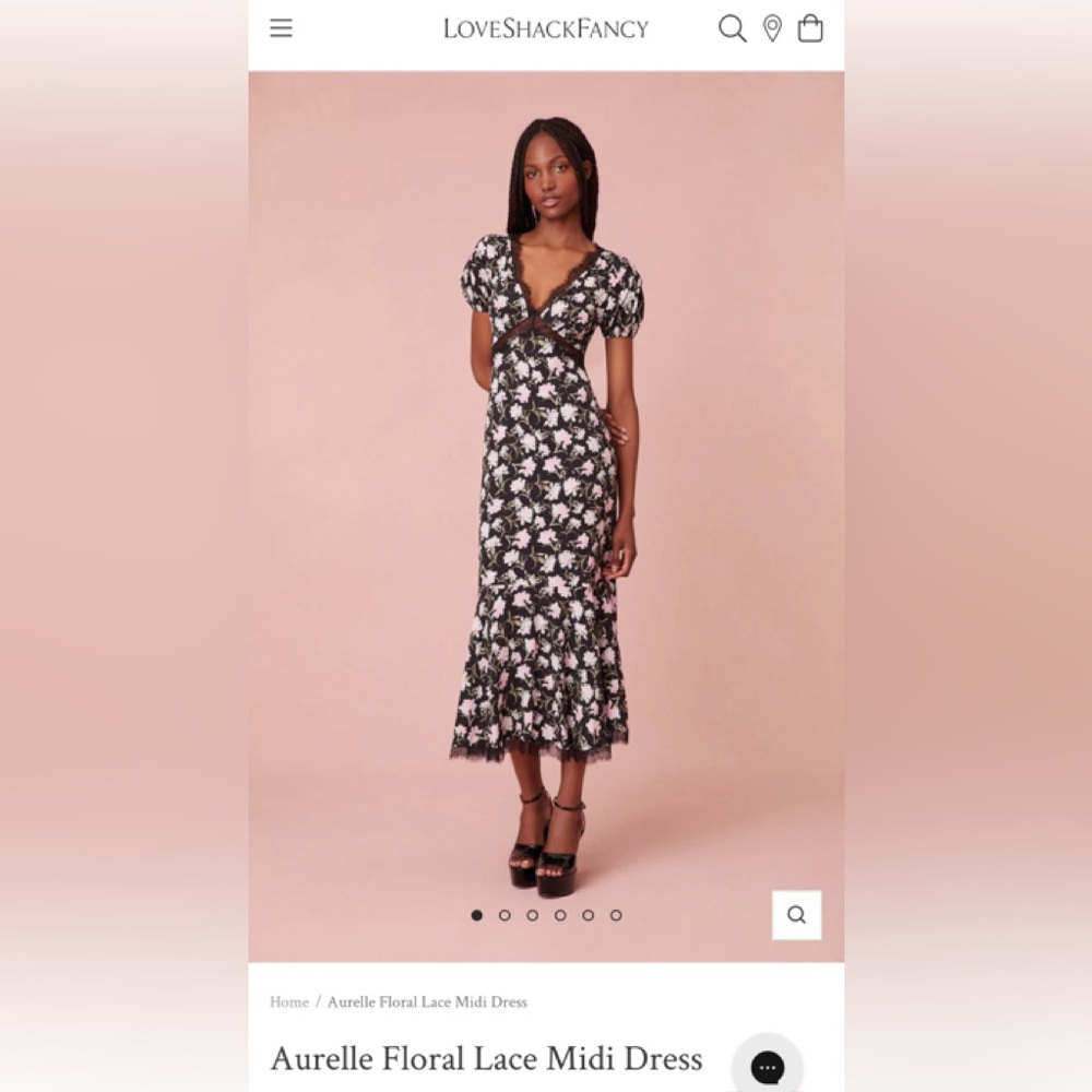 Loveshackfancy Aurelle Floral Lace Midi Dress